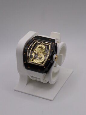 🐉 Black Skeleton Automatic Watch | Gold Dragon Movement | 40mm | Exhibition